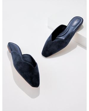 Talbots Whitley Scallop Suede Mules - Blue