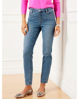 Talbots Crystal Embellished Slim Ankle Jeans - Blue