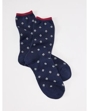 Talbots Ditsy Foulard Trouser Socks - Blue