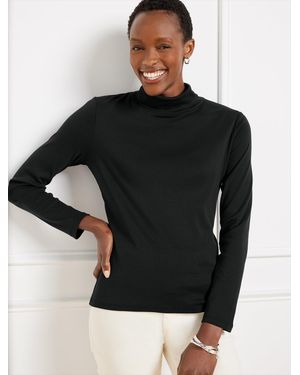 Talbots Cotton Turtleneck Top - Black