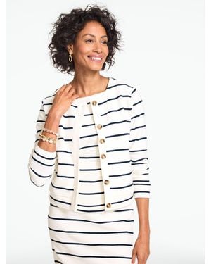 Talbots Stripe Bomber Jacket - White