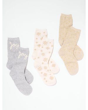 Talbots Snowflake Trouser Socks 3 Pack Gift Set - White