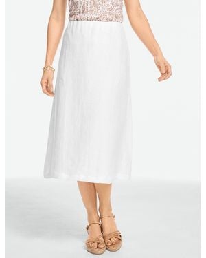 Talbots Linen Slip Midi Skirt - White
