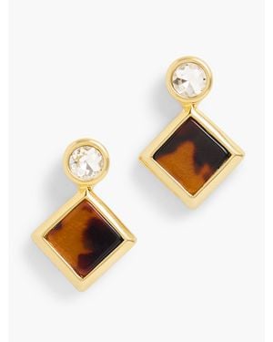 Talbots Geo Tortoiseshell Stud Earrings - White