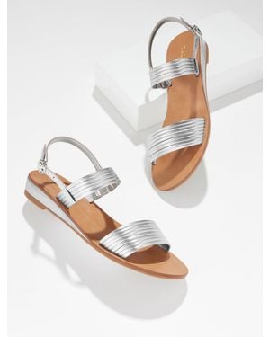 Talbots Gracelyn Metallic Nappa Wedge Sandals - White