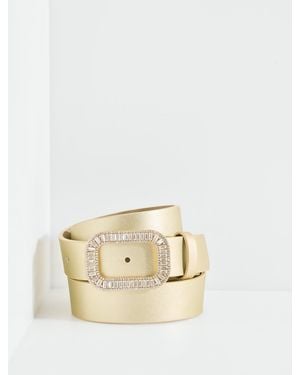 Talbots Rhinestone Buckle Belt - Natural