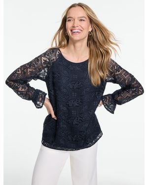 Talbots Paisley Delicate Lace Top - Blue