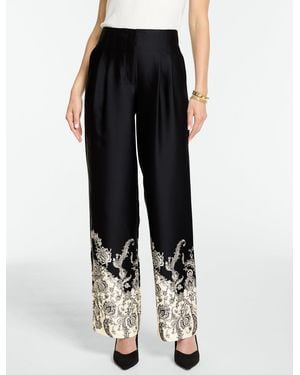 Talbots Satin Wide Leg High Waist Trousers - Black