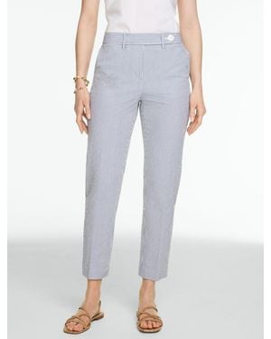 Talbots Seersucker Tapered Ankle Trousers - Blue