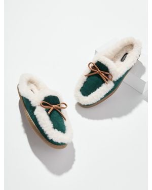 Talbots Marley Suede Shearling Slippers - Multicolour