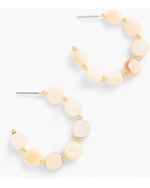 Talbots Mother-of-pearl Beaded Hoop Earrings - White