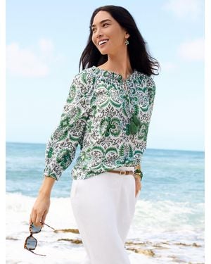 Talbots Smocked Top - Blue