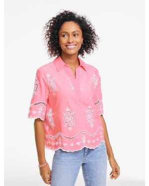 Talbots Julia Eyelet Top - Pink