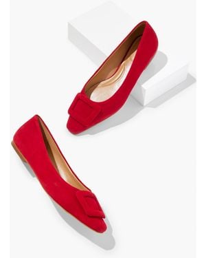 Talbots Whitley Buckle Suede Flats - Red
