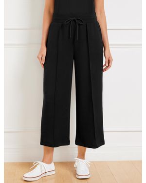 Talbots Airknit Stretch Wide Crop Trousers - Black