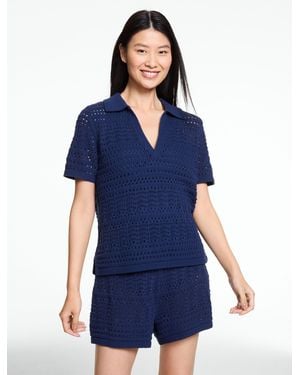 Aqua Club Open-knit Popover Shirt Shirt Cover-up - Blue