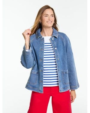 Talbots Swing Sleeve Knit Denim Jacket - Blue