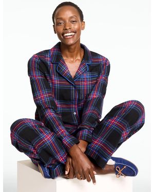 Talbots Metallic Cotton Flannel Pajama Set - Blue