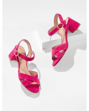 Talbots Myra Suede Block Heel Sandals - Pink