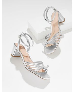 Talbots Lily Strappy Metallic Nappa Block Heel Sandals - White