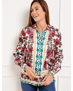 Talbots Soft Satin Charmeuse Button Front Shirt - Red