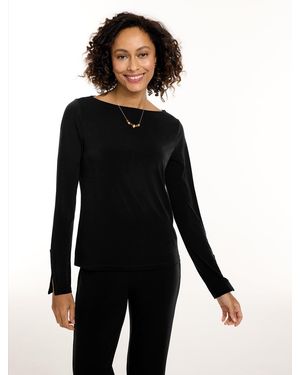 Talbots Knit Kit Bateau Neck Top - Black