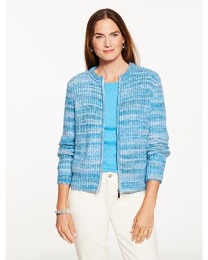 Talbots Shaker Stitch Full-zip Cardigan Sweater - Blue