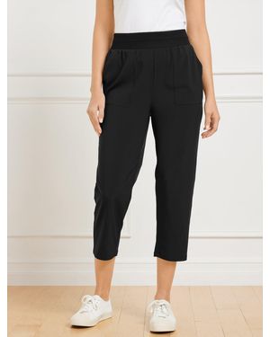 Talbots Lightweight Woven Stretch Straight Leg Crop Pants - Black