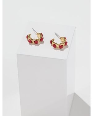 Talbots Semiprecious Hoop Earrings - White