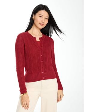 Talbots Pointelle Charming Cardigan Jumper - Red