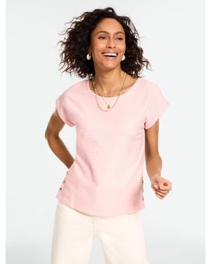 Talbots Jacquard Side Button T-shirt - Pink