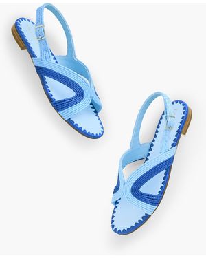 Talbots Keri Curved Raffia Slides - Blue