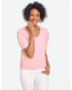 Talbots Short Sleeve V-neck Sweatshirt - Pink
