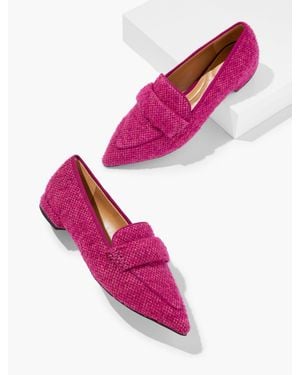 Talbots Scarlet Tweed Pointed Toe Loafers - Pink