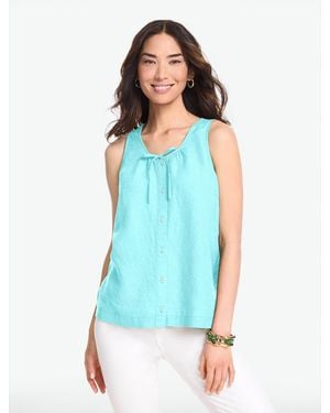 Talbots Tie Front Linen Shell Jumper - Blue