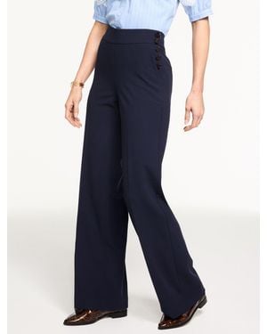Talbots Greenwich Tailored Stretch Wide Leg Trousers - Blue