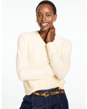 Talbots Mixed Cable Knit Crewneck Sweater - Natural