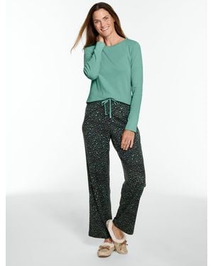 Talbots Cotton Ribbed Pajama Set - Green