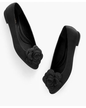 Talbots Edison Flower Satin Flats - Black