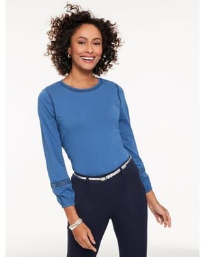 Talbots Modern Romance Lace Trim Top - Blue