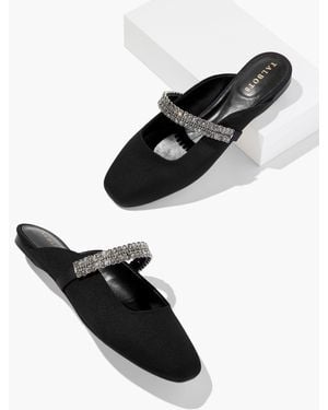 Talbots Sloane Embellished Satin Mules - Black