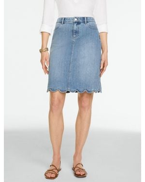 Talbots Scallop Hem Denim A-line Skirt - Blue