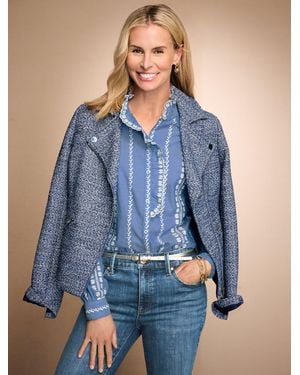Talbots Misty Tweed Moto Jacket - Blue