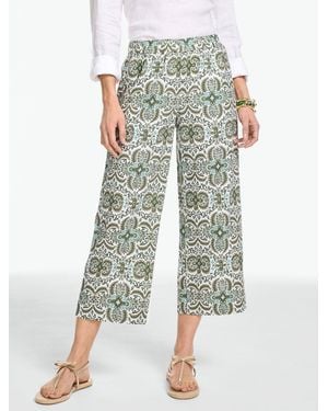 Talbots Washed Linen Wide Crop Pull-on Pants - Multicolor