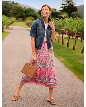 Talbots Modern Poplin Flounce Midi Skirt - Green