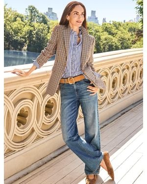 Talbots Tattersall Single Button Blazer - Brown