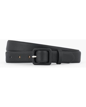 Talbots Soft Pebble Leather Covered Buckle Belt - Black