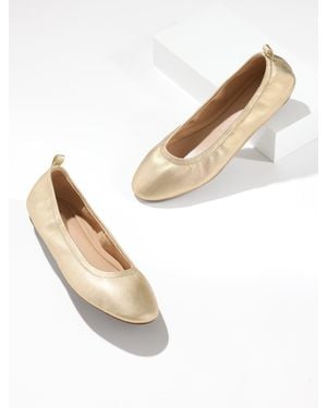 Talbots Vera Metallic Nappa Ballet Flats - Natural