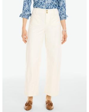 Talbots Stretch Knit Herringbone Wide Ankle Trousers - White