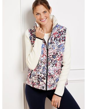 Talbots Quilted Mixed Media Jacket - White